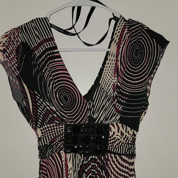 Bisou Bisou Black and White Sheath Dress with Flutter Cap Sleeves - Picture 3 of 7